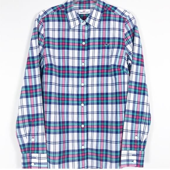 NWOT vineyard vines Plaid Button Down- Green, Blue, White, and Pink/Redish - Picture 1 of 6